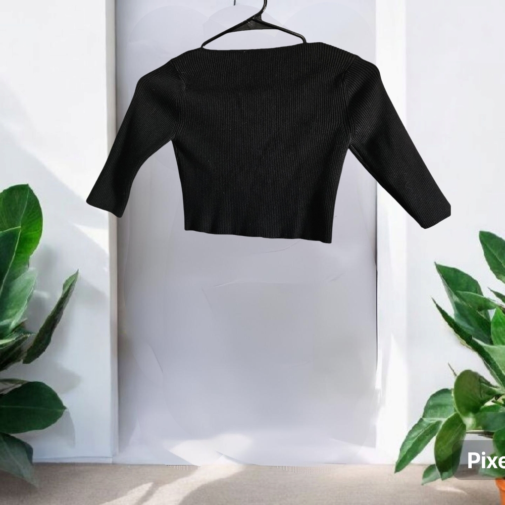 Zara Black Ribbed Women's Top - Picture 2 of 2